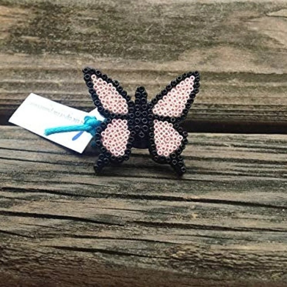 Beaded Wooden Butterfly Ring handmade handcrafted